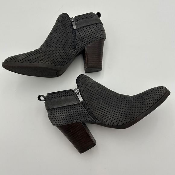 Franco‎ Sarto Dale Womens Suede Ankle Booties Size 8.5M Zip Gray Western Boho - Picture 3 of 9